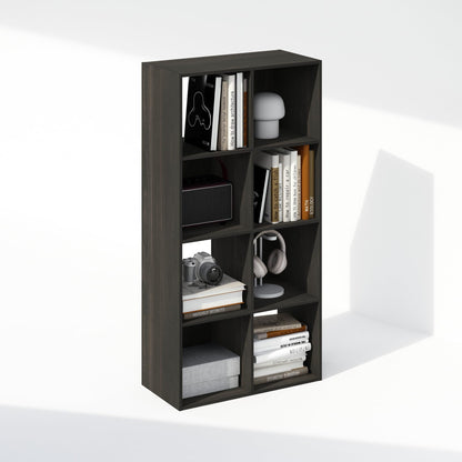 Furinno PELLI Book Shelf, 8-Cube Bookshelf, Horizontal Cube Storage Organizer Bookcase, 11.7 x 23.7 x 47, for Living Room, Bedroom, Home Office