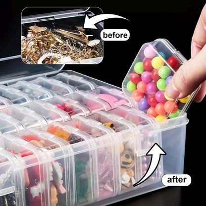 quyueug 15Pcs Plastic Bead Storage - Portable Clear Compartments,small storage box with lid for Beads, Jewelry Making & Craft Supplies