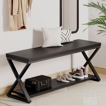 IBF Shoe Storage Bench Entryway shoe Benches for Hallway 120cm Black Oak
