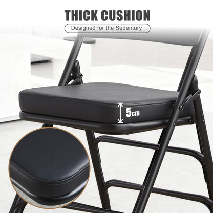 CHAIRABLE Padded Folding Chairs with Thick Cushion, 2 Pack Black