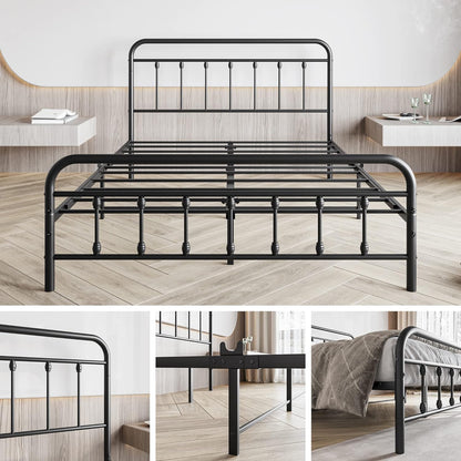 DUMEE King Size Bed Frame with Headboard and Footboard/Under Bed Storage, Metal Bed Frames King Size Mattress Base No Box Spring Needed