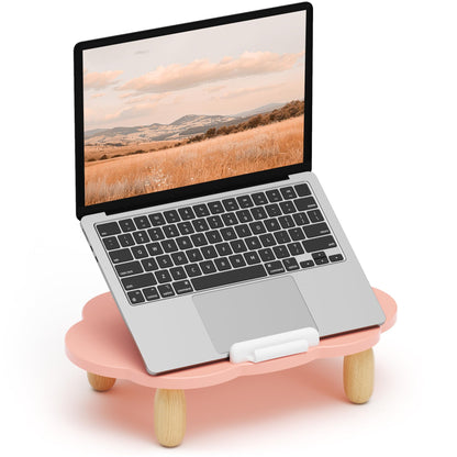AFOOYO Adjustable Wood Laptop Stand, Ergonomic Height Angles Computer Stand, Cloud-Shaped Holder Riser Notebook Stand for Desk Compatible with Air