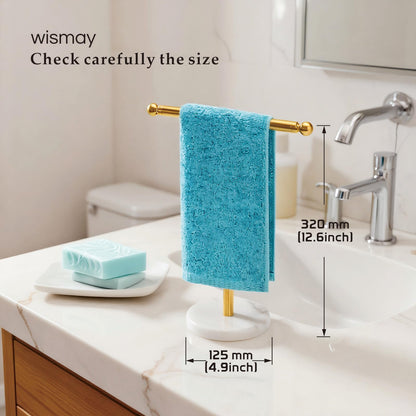Wismay Hand Towel Holder Stand, Fingertip Towel Rack with Heavy Marble Base, Accessories Jewelry Stand (Gold)