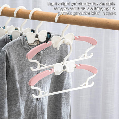 WJWSKI Children's Clothes Hangers, 29-37 cm, Growing Children's Hangers, Pack of 50, Stackable Baby Hangers with Trouser Stand, Space-Saving