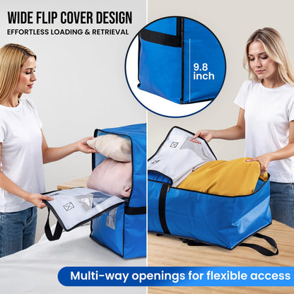 TAILI Backpack Moving Bags, Clothes Storage, Strong Handles, 4 Pack Blue