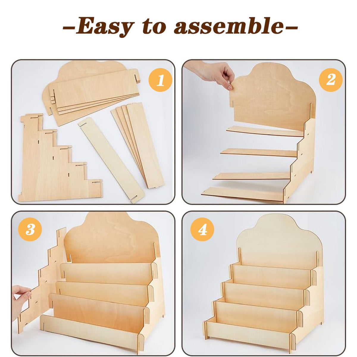 Lansls 5 Tier Wooden Greeting Card Display Stand, Sturdy Postcard & Sticker Holder Rack, Portable Literature Organizer for Office, Home