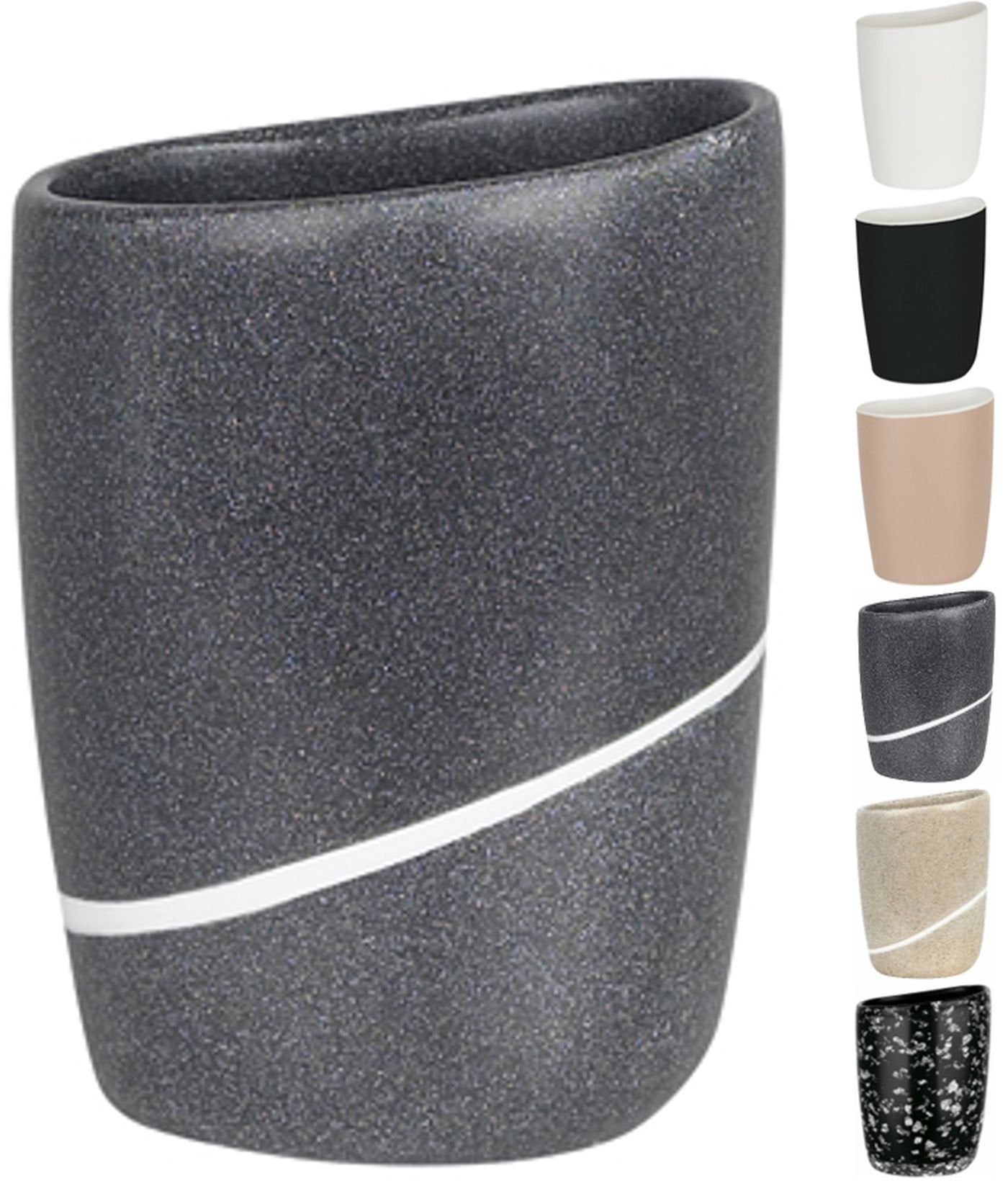 Spirella Etna Stone Toothbrush Holder Polyresin Black White Stone Effect Height 13 cm x Width 10.5 cm