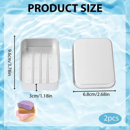 2-Pack Travel Soap Case, Aluminum Soap Dish with Lid - Compact Portable Shower Holder & Storage Saver for Home, Bathroom, Travel, and Camping