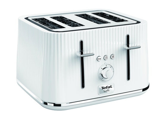 Tefal Loft 4-Slot Toaster with Extra-Wide Slots, Adjustable Browning, Defrost & Reheat Functions, Removable Crumb Tray, High Lift Lever, Classic