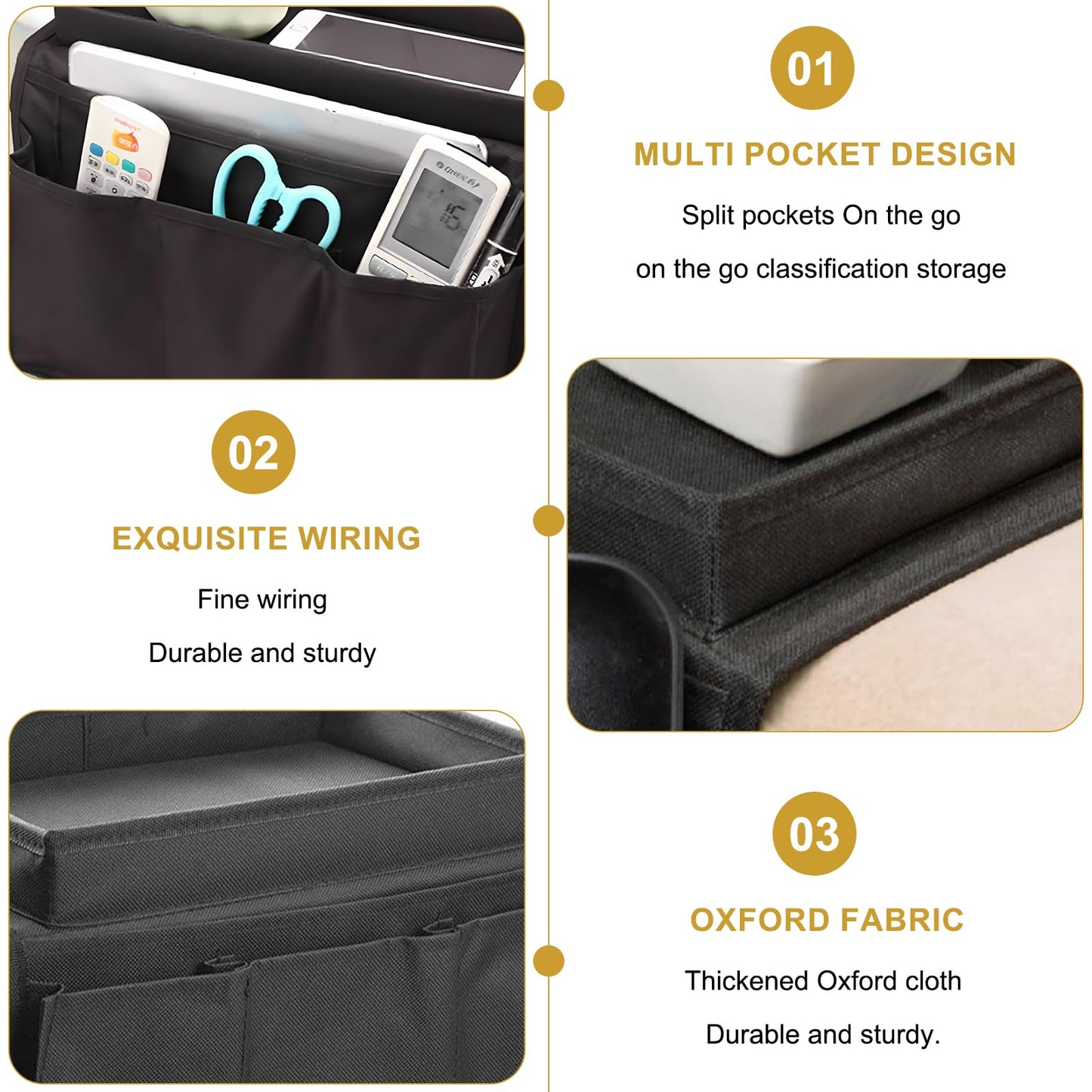 JKYVAA Sofa Armchair Tray Organiser Waterproof Sofa Arm Chair Table Tray TV Remote Control Holder Non-Slip Armrest Couch Cup Holder Organizer with 4