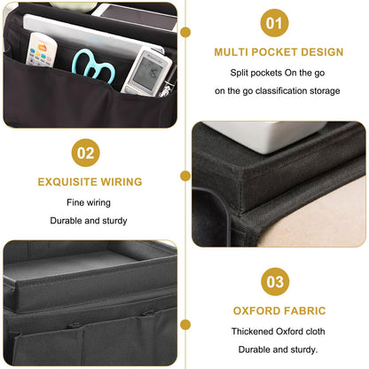 JKYVAA Sofa Armchair Tray Organiser Waterproof Sofa Arm Chair Table Tray TV Remote Control Holder Non-Slip Armrest Couch Cup Holder Organizer with 4