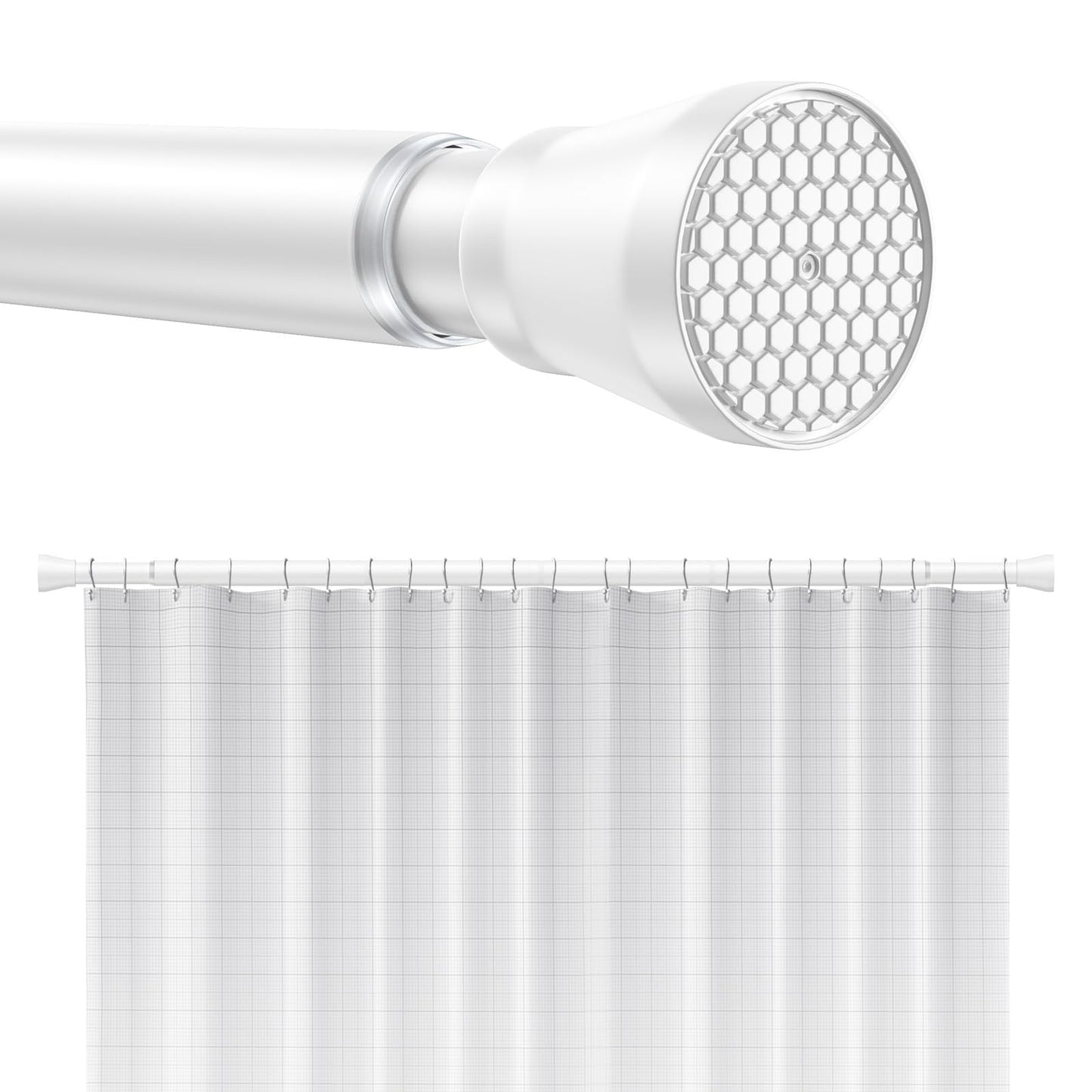 Shower Curtain Pole Extendable Curtain Poles 113-197cm Shower Curtain Rod no Drilling Tension Rods for Curtains Telescopic Extendable Curtain Rail for