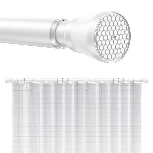 Shower Curtain Pole Extendable Curtain Poles 113-197cm Shower Curtain Rod no Drilling Tension Rods for Curtains Telescopic Extendable Curtain Rail for