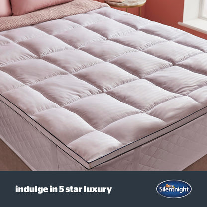 Silentnight Hotel Collection Mattress Topper King Size - Luxury Soft Silky Comfortable 5cm Thick Deep Mattress Protector Pad Cover with Deep Fit