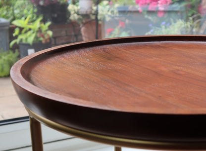 ASPECT Delphyne Wooden Round Nest Of 2 Tables With Metal Legs (Brown/Gold)