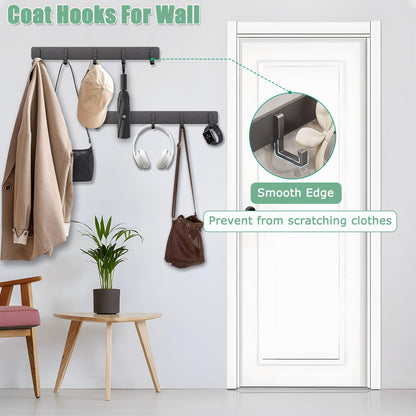 Bosdontek 2 Pack Wall Coat Racks, Heavy Duty Coat Hooks Wall Mounted Clothes Hanger Rustproof Coat Racks Multi-Purpose Wall Hooks Coat Rack for