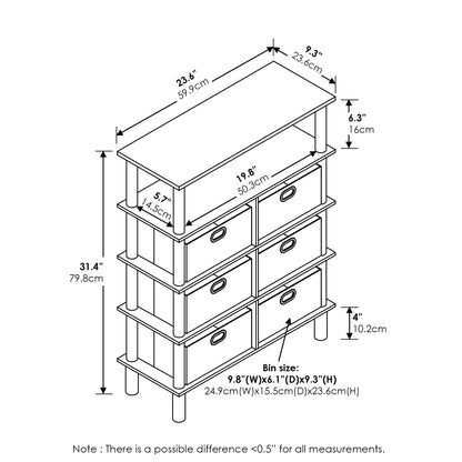 Furinno FRANS Entryway Table, 4-Tier Toolless Assembly Console Table with Drawer Storage Bins, Open Shelf Sofa Table, Side Table, for Living Room