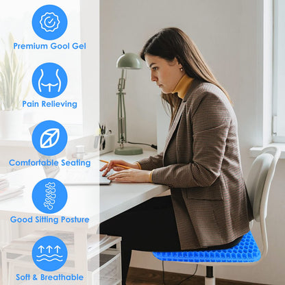 Gel Seat Cushion - Soft Sitter Honeycomb Cushions Double Thick Gel Cushion with Cloth Cover, Cooling & Ergonomic Support Pressure Cushion