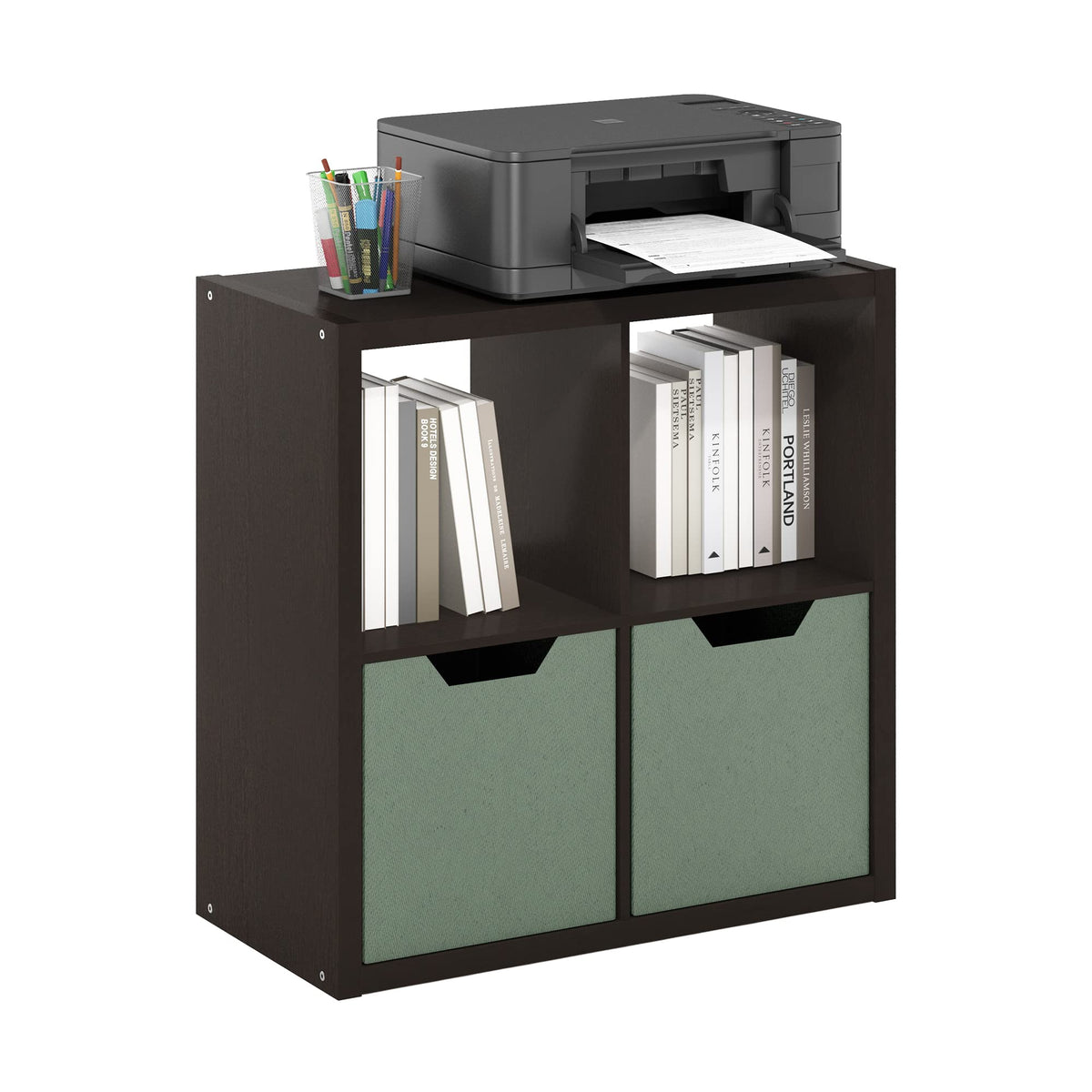 Furinno CUBICLE Book Shelf, 4-Cube Bookself, Thick Frame Bookcase with Reversible Open Back, 14.6 x 30 x 30, for Living Room, Bedroom, Home Office