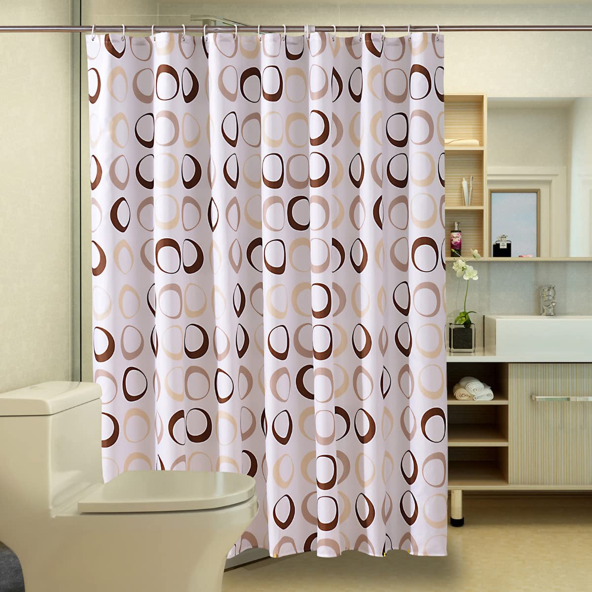 GONOVE Shower Curtain for Bathroom 240 x 200 cm Mildew Resistant Waterproof Polyester Fabric Geometric Shower Curtain Liner Long Washable Bath Curtain