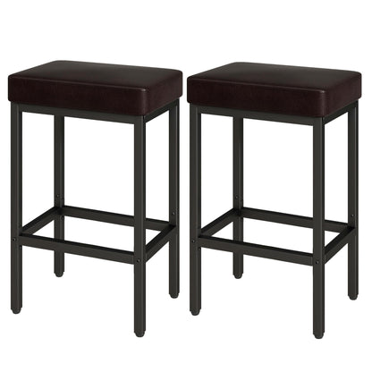 YMYNY 66cm Bar Stools Set of 2 - PU Leather Breakfast Bar Stools, HBS513K