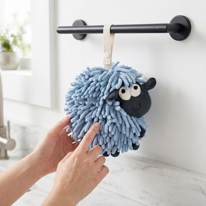 HMETOL Chenille Hand Towels with Hanging Loop, 1 Pack Funny Bathroom Hand