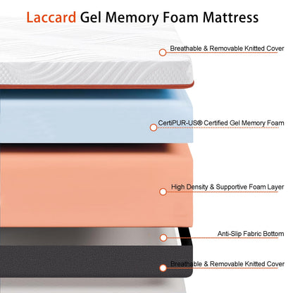 Laccard Double Mattress, 15cm Memory Foam Mattress, Cooling Double Mattresses for Pressure Relief