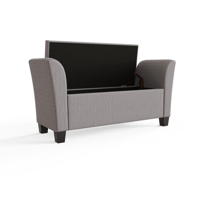 GFW Verona Window Seat Ottoman, Grey Fabric Storage Bench with Button Tufted Lid, Upholstered Hallway and Bedroom Seating with Hidden Storage
