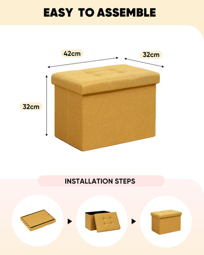 Bonlife Storage Ottoman, Folding Small Foot Rest,Toy Chest Storage Footrest Seat, Footstool for Living Room, Bedroom, Dorm
