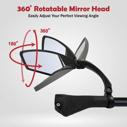Hafny NEW Handlebar Bike Mirror, HD,Blast-resistant, E-bike Mirror, Glass Lens, HF-MR095 (Anti-glare Blue Left)