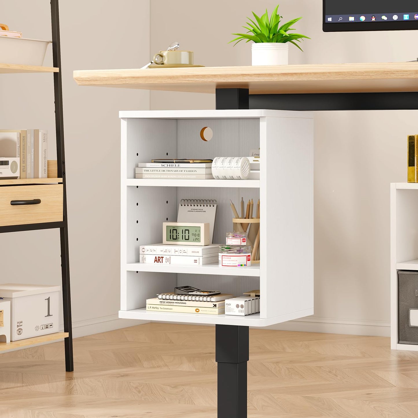 IBUYKE Under Desk Storage Cabinet Clamp on Desk Legs Shelf UTMZ012W
