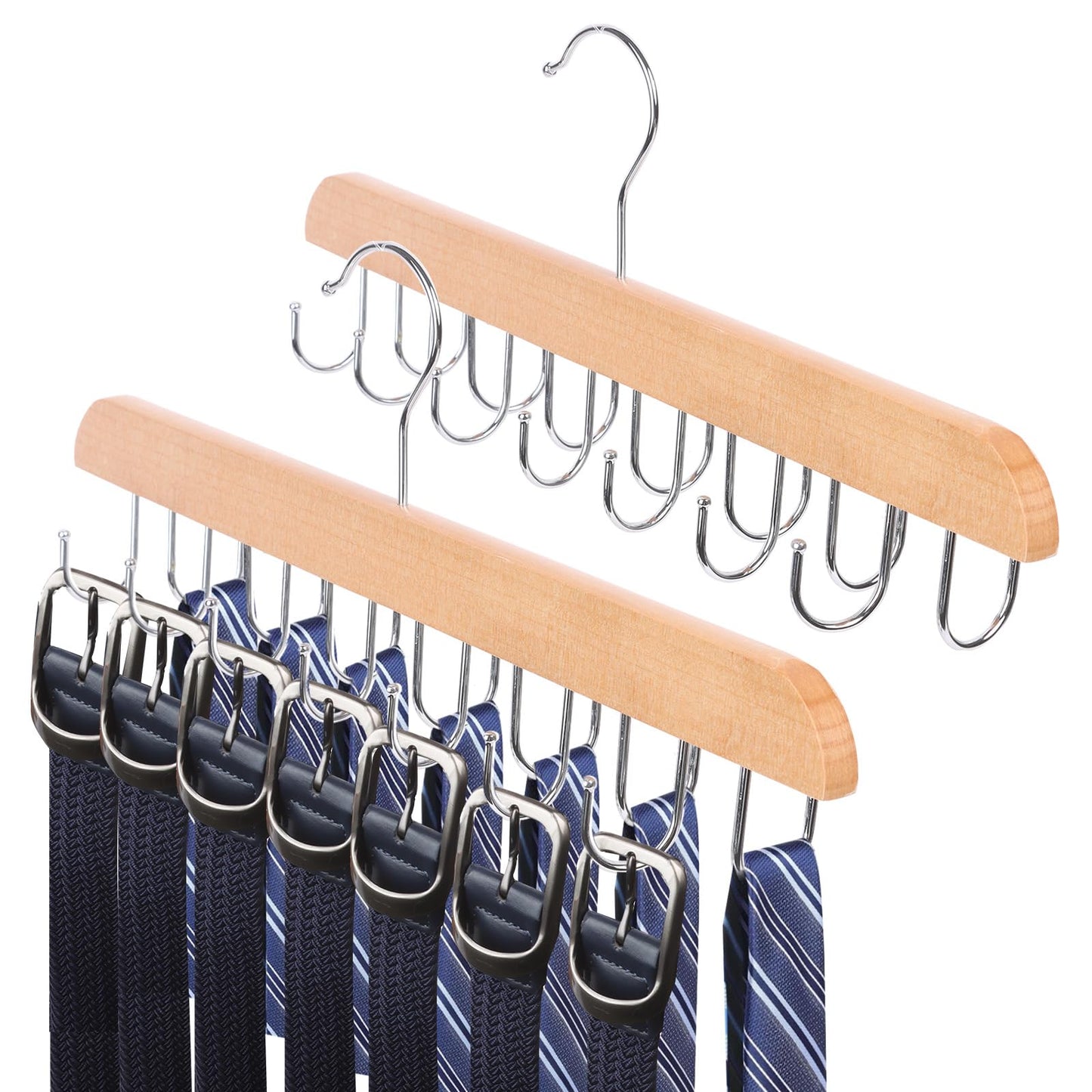 Srvillg Belt Hanger for Wardrobe, 2pcs Double-row Rotating Hooks Bra Hanger, Black Bra Belt Organiser Hangers for Space Saving Closet Organizers and