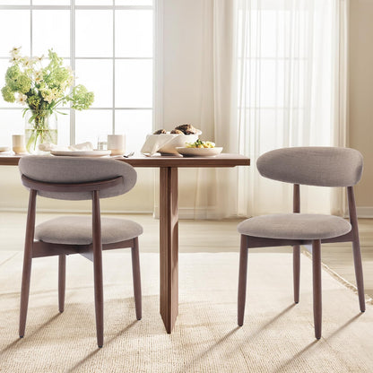 COLAMY Modern Dining Chairs Set with Wooden Legs – Upholstered Fabric Dining Room Chairs with Curved Backrest, Soft Cushion Seat