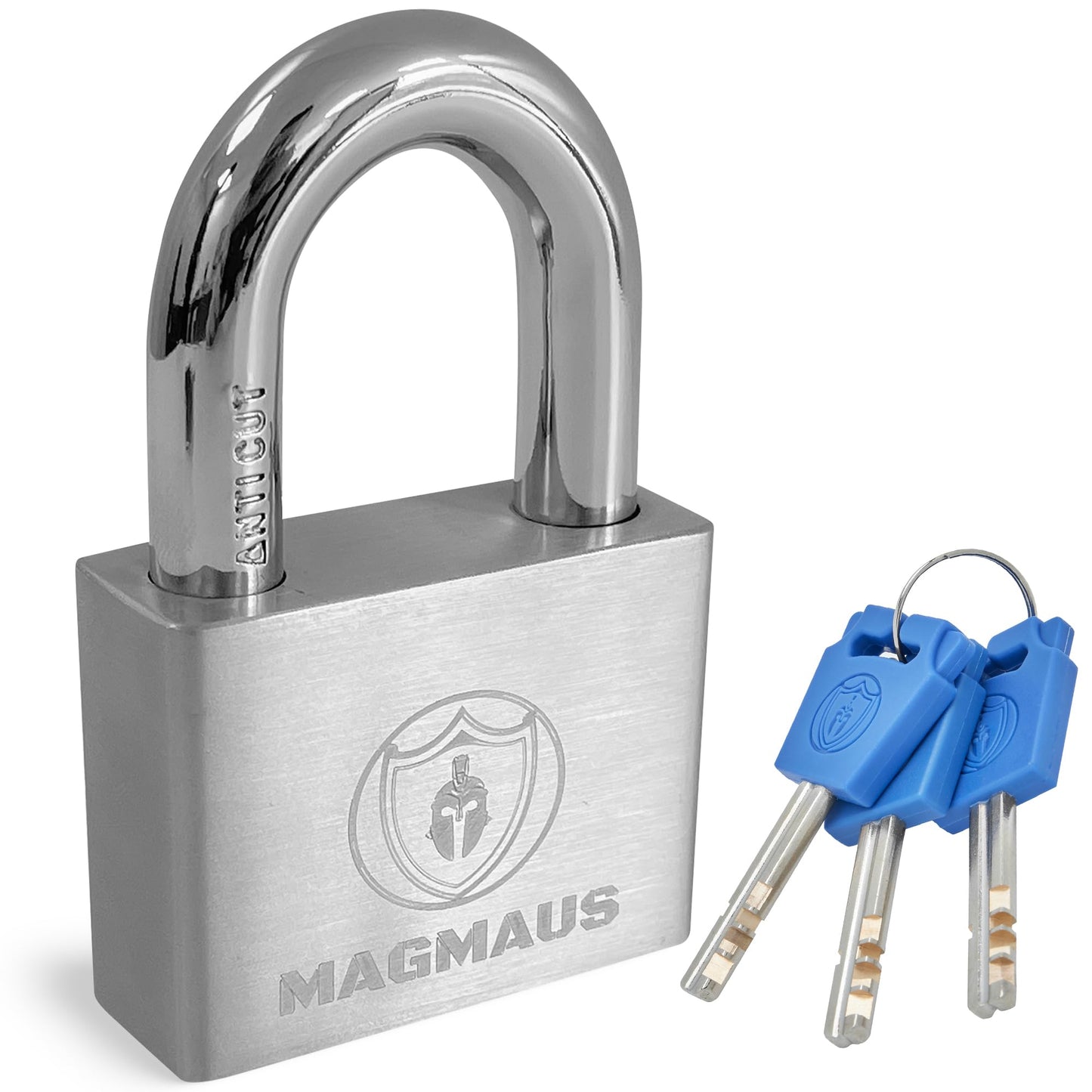 Magmaus? PDL50 [Never-Rust] Heavy Duty Waterproof Outdoor Padlock with 3 Keys - Stainless Steel - [10mm Anti-Cut Shackle] - [High Security Protection]