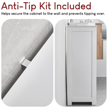 Bath Vida Priano Freestanding 4 Drawer 1 Door Bathroom Floor Cabinet, White