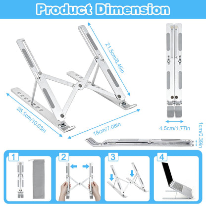 SAYEEC Laptop Stand for Desk Portable Laptop Riser 7 Angles Ergonomic Adjustable Computer Stand Aluminum Foldable Laptop Stands Ventilated Cooling