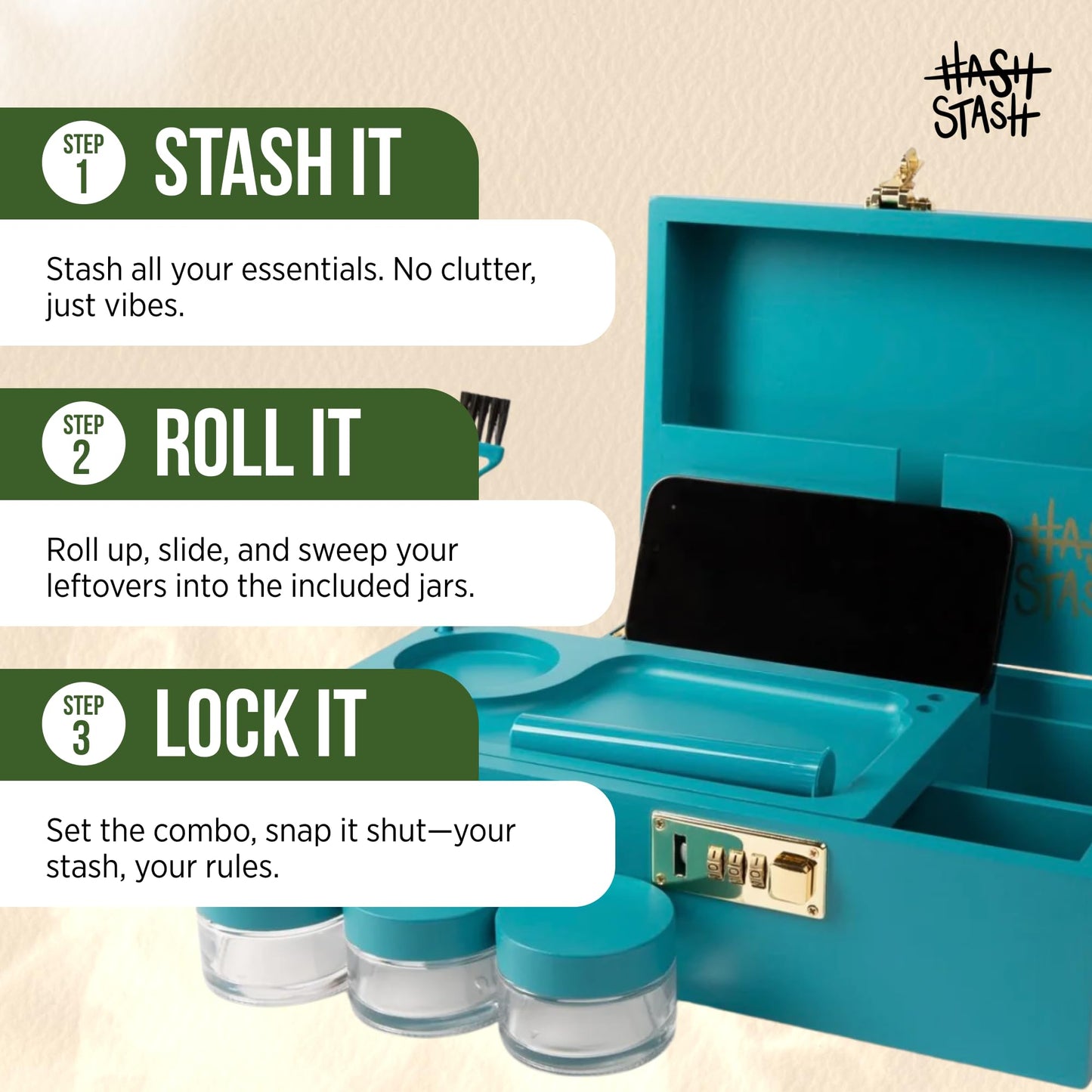 HASHSTASH - The OG Storage Box (Teal and gold)