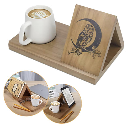Premium Wooden Book Stand Holder Organiser - Space Saving Triangular Design Bookshelf Any Room - Hold Books, Tablets, Glasses, Drinks