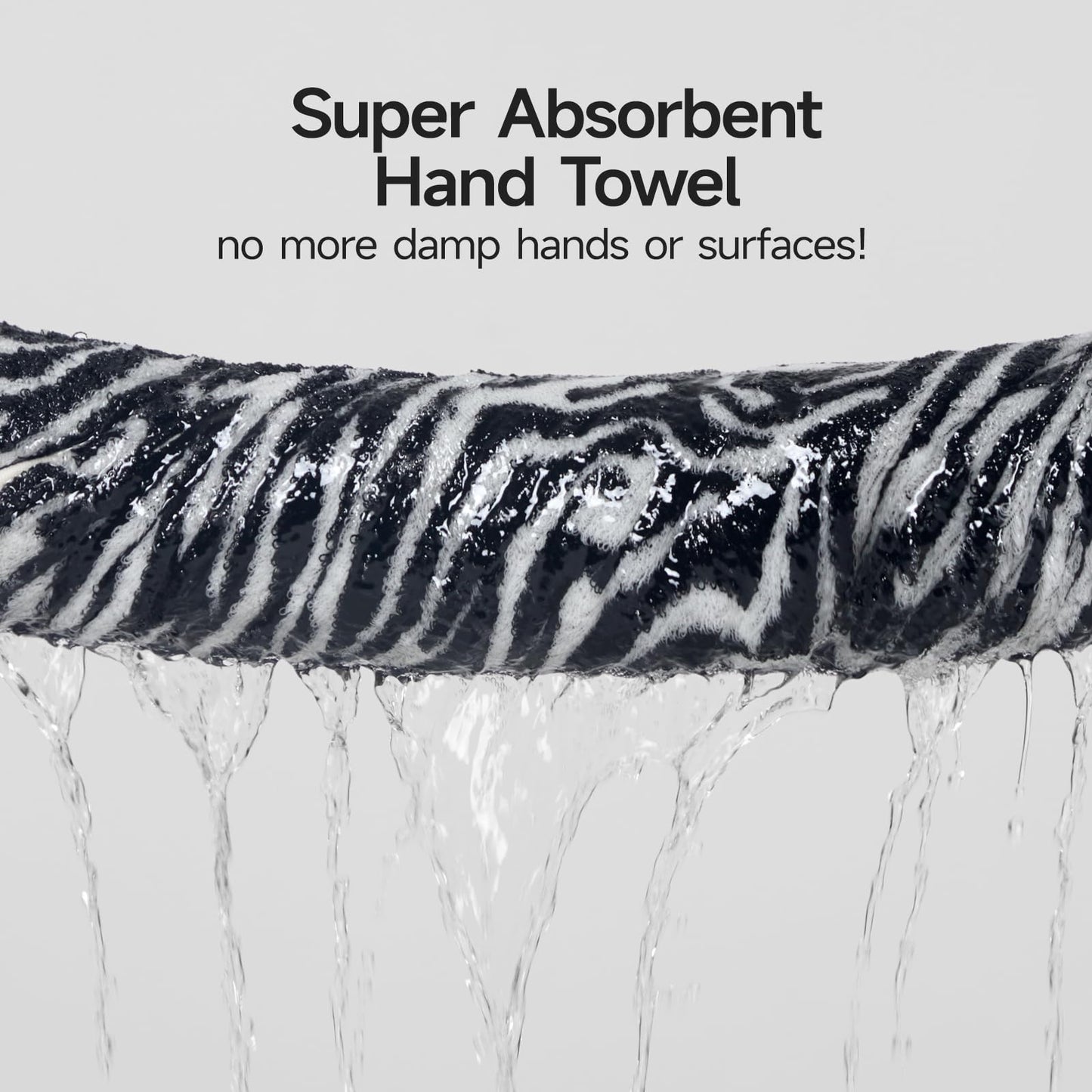 REDKISS 2 Pack Zebra Striped Hand Towels for Bathroom, Black and White
