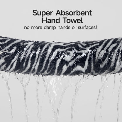 REDKISS 2 Pack Zebra Striped Hand Towels for Bathroom, Black and White