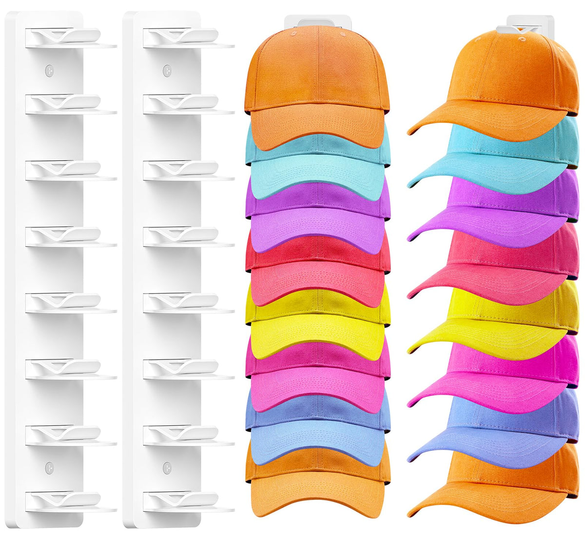 2 Pack Hat Storage for Baseball Caps, Hat Rack holder for Wall Closet Door