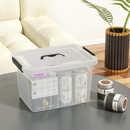 Melontray 10 L Clear Plastic Storage Box with Lid, 4 Pack Latch Storage Boxes