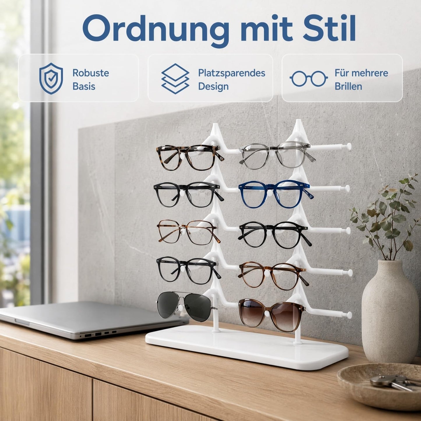 Housoutil Glasses Holder Glasses Stand for Multiple Glasses Sunglasses Storage Plastic Glasses Stand Display Rack for Glasses Display Organiser