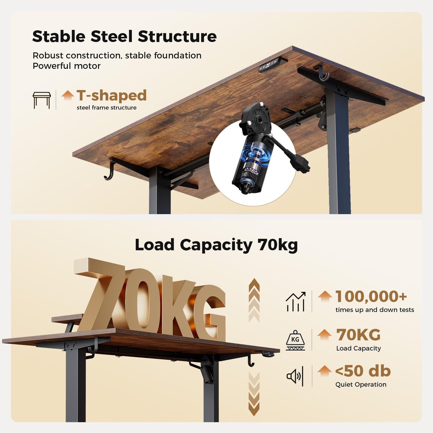 Agilestic Electric Standing Desk, Led & Plug, Movable Monitorstand, 120x60