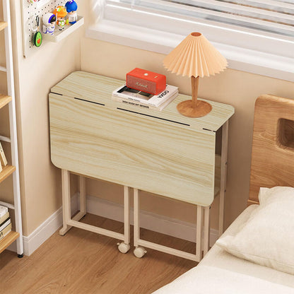 Fiutazge Folding Desk with Wheels, Small Folding Computer Table with Shelf, Folding Table for Home, Office, Industrial Design, Oak 80 x 58 x 75 cm