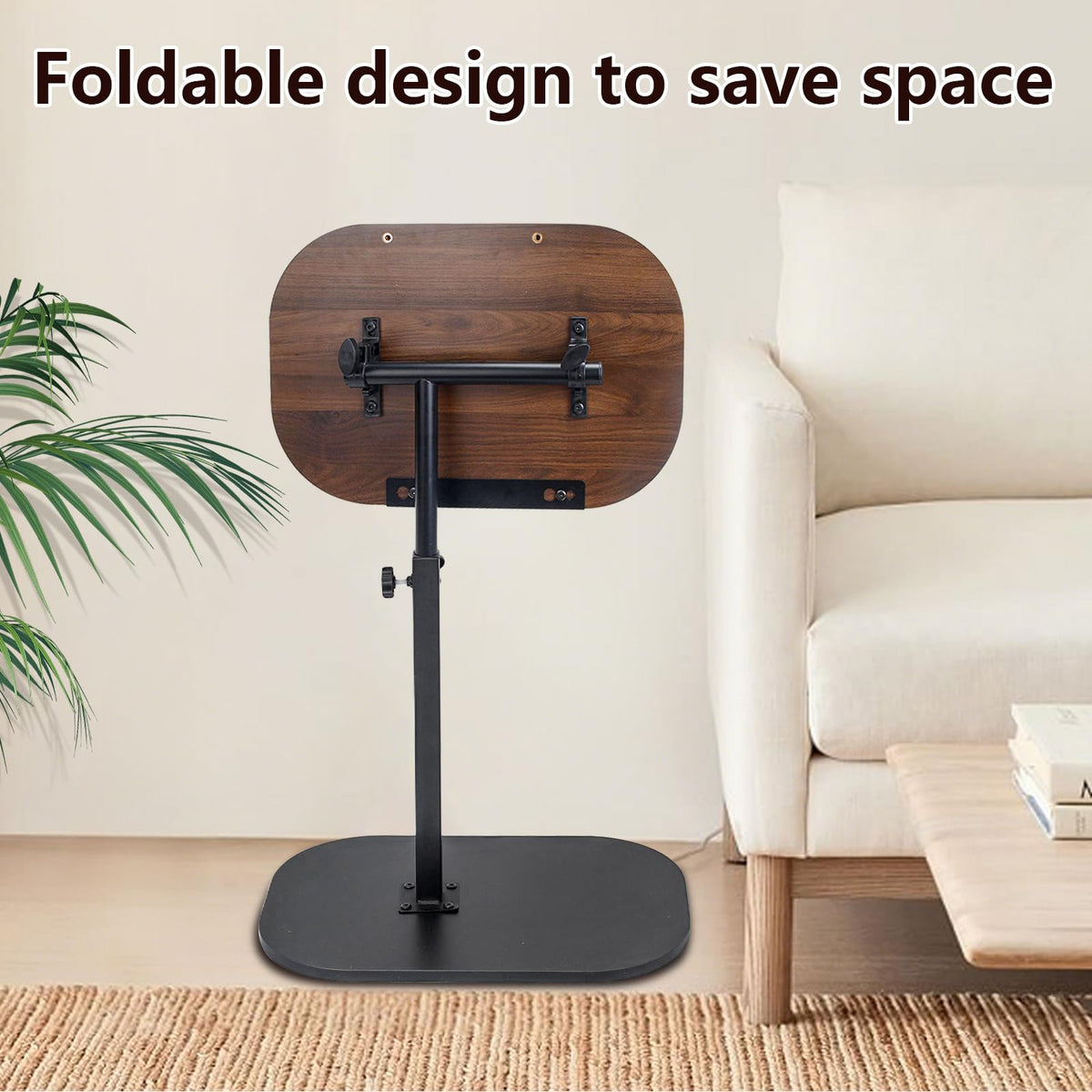 YYW Side Table TV Tray, Height Adjustable 360° Swivel C Shaped End Table
