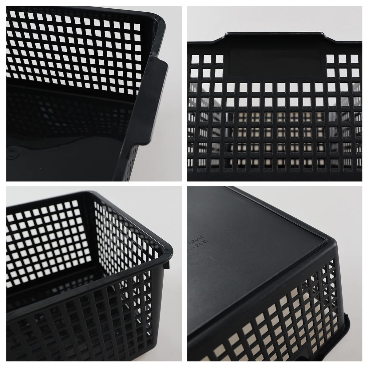 Joyeen Large Stroage Basket, Plastic Kitchen Cupboard Basket Box Set of 4 (Black)