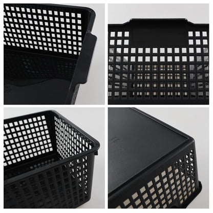 Joyeen Large Stroage Basket, Plastic Kitchen Cupboard Basket Box Set of 4 (Black)