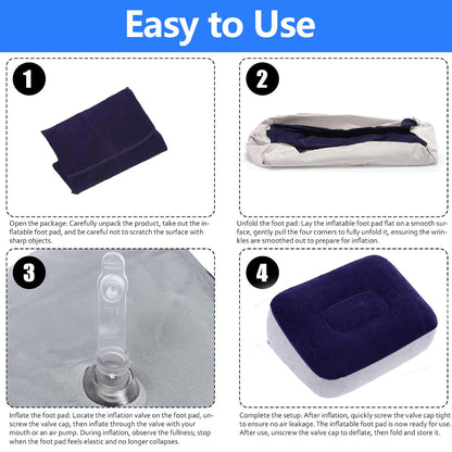 2 Pcs Inflatable Foot Rest for Plane, Adjustable Travel Leg Pillow