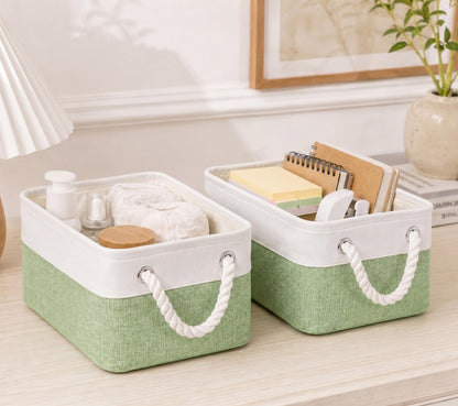 SOCOHOME Fabric Storage Box, Small Storage Basket with Handles for Shelves Toy, Wear-Resistant and Reinforced(S, 4 Pack)